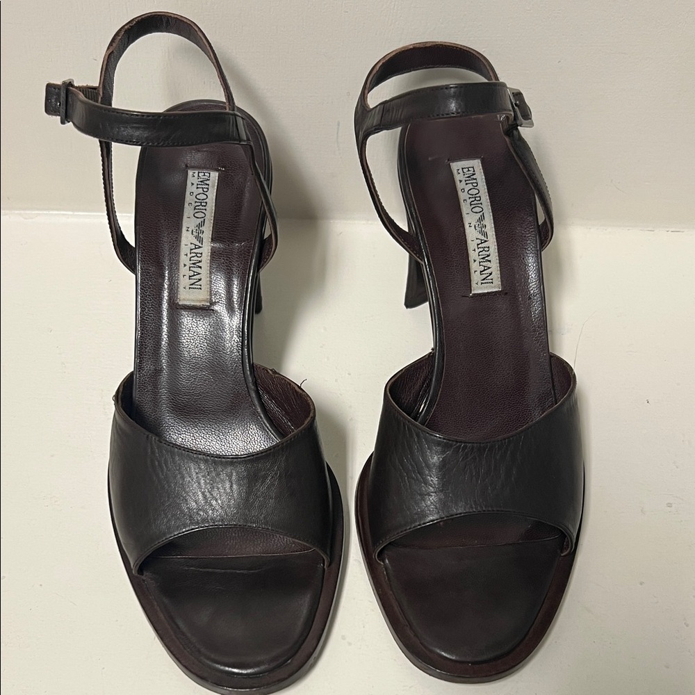 Emporio Armani Dark Brown Leather Heels